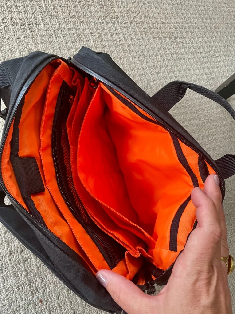 Men's Black Laptop Backpack with Orange Trim